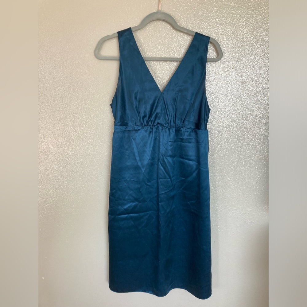 Deep blue silk empire dress